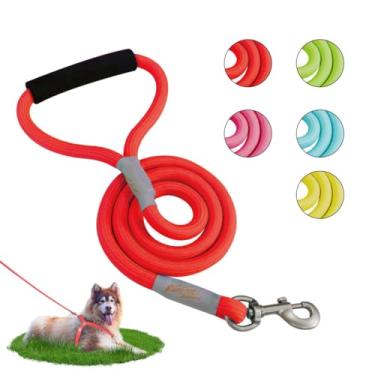 Imagem de ZOOLAND Coleira para cães de 1,5 m com alças acolchoadas confortáveis para cães pequenos, médios e grandes filhotes Laisse Pour Chien (pacote com 1) Vermelho M)