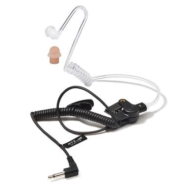 Imagem de HYS 1 fone de ouvido receptor de 3,5 mm/apenas para ouvir com tubo acústico para aplicação da lei, kit de vigilância com ponta de orelha de silicone de asa dupla para microfone Motorola Vertex Hytera