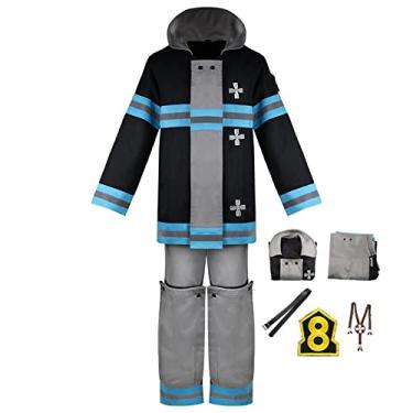 Imagem de Okazaki Fantasia de cosplay Shinra Kusakabe Fire Force uniforme de bombeiro roupa de Halloween, Shinra 1, Small