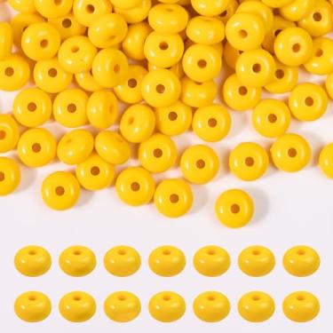 Imagem de Niziky 500 peças de contas de lentilha acrílicas de 8 mm, contas de ábaco amarelo, contas soltas para artesanato, contas espaçadoras de acrílico para fabricação de joias, pulseira, colar, contas para