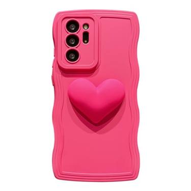 Imagem de LYQZDT Capa para Samsung Galaxy Note 20 Ultra, Cute Kawaii 3D Love Heart Cor Sólida Curly Wave Frame Capa de Lente de Câmera à Prova de Choque Silicone Macio Note 20 Ultra 5G Capa para Celular 17.5 cm