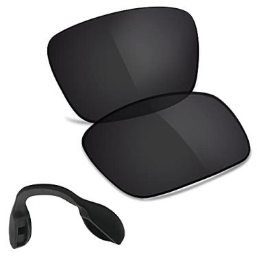 Imagem de TRUSHELL Lentes de reposição polarizadas | Protetor de nariz para óculos de sol Oakley Crossrange OO9361 preto escuro - Polarizado
