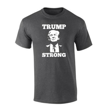 Imagem de Trenz Shirt Company Camiseta masculina Patriotic 45th President Trump Strong manga curta estampada, Cinza mesclado, P