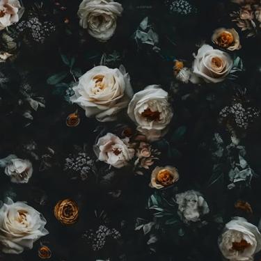 Imagem de Papel de parede floral preto descasque e cole, papel de contato com flores de rosas douradas brancas 44,5 cm x 299,7 cm, papel de parede botânico escuro removível autoadesivo à prova d'água para