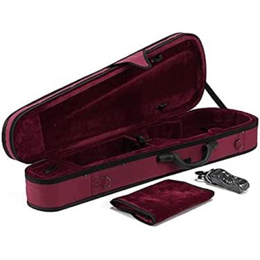 Imagem de Estojo rígido para violino 4/4 tamanho completo, bolsa triangular profissional para violino com alças de mochila, mochila leve para violino, transporte com suspensão vermelho