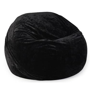 Imagem de NIBHZ Capa de cadeira pufe (apenas capa, sem enchimento), saco de feijão lavável de veludo macio macio e fofo capa de sofá-cama preguiçosa para adultos, sala de estar quarto móveis capa externa, preto - 100 x 130 cm