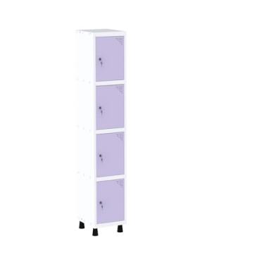 Imagem de Roupeiro em Aço Mt 1v 4 Portas - Fechadura Branco/Lilás