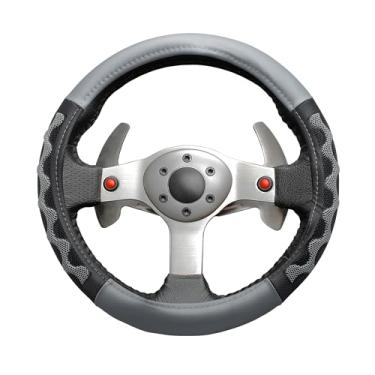 Imagem de Capa de couro para volante de carro, acessórios interiores de carro macios antiderrapantes para homens e mulheres, ajuste universal 141/2-38 cm para carros, SUVs, Honda, Toyota, Tesla, Nissan, Jeep e