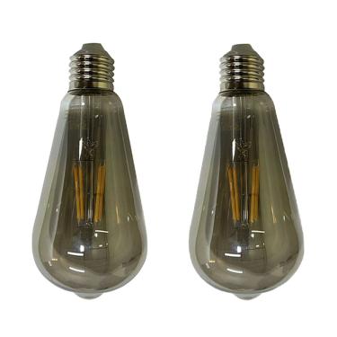 Imagem de Lampada De Led Fume Multi Filamento Retro 30W Vintage KIT 2 Uni Bivolt Iluminaçao Casa Varanda Branco Quente
