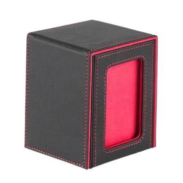 Imagem de Esquirla a caixa de baralho para cartões colecionáveis comporta mais de 100 cartões, com janela de exibição, porta-cartões de fechamento para cartões, Vermelho