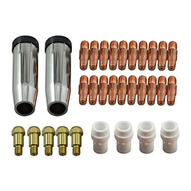 Imagem de RIVERWELD 36KD MB36 MIG MAG Tocha de soldagem ponta de contato 0,1 cm e 0,9 mm bocal de gás cônico ponta de contato titular-difusor acessórios consumíveis 31 peças