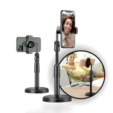 Imagem de Suporte de Mesa Para Celular 360º graus Ajustável Articulado Pedestal Universal Regulagem de Altura Escritório Live Reunião Base Resistente e Pesada