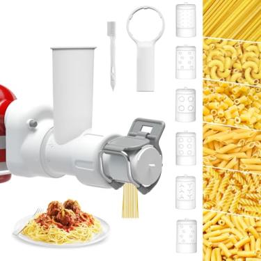 Imagem de Acessório de máquina de macarrão para batedeira Kitchenaid com 6 formas diferentes de saída de massa, acessórios e acessórios duráveis KitchenAid, pode ser lavado na lava-louças