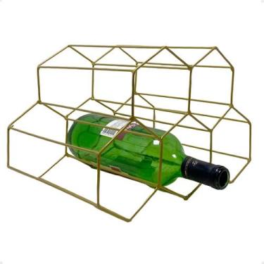 Imagem de Adega De Mesa Empilhável Em Ferro Metal Porta Garrafas Vinho (Dourado)