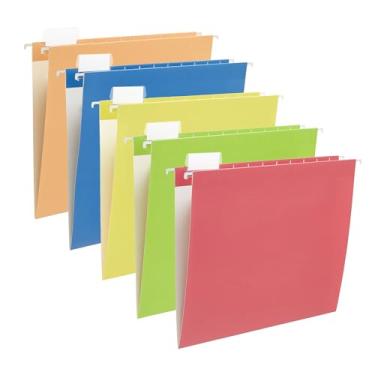 Imagem de Beramon Pacote com 10 pastas suspensas, tamanho carta, pastas suspensas reforçadas com abas ajustáveis de corte 1/5, pastas de arquivo para armário de arquivos, organizador para escritório, casa,