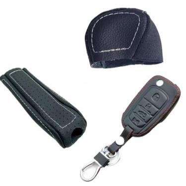 Imagem de Kit capas em couro para chave 4 Botões câmbio Manual e freio de mão Fi