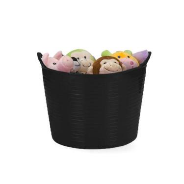 Imagem de Balde Flexivel Cesto Preto Organizador Roupas Brinquedos 25L - ARTHI