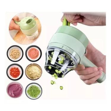 Imagem de Mini Processador recarregável 2x1 Fatia E Tritura Legumes Carnes - Imp