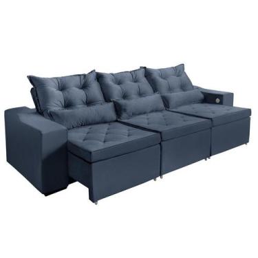 Imagem de Sofá  4 Lugares Opala 3,00 Metros Chumbo  Retrátil Reclinável Tecnolog