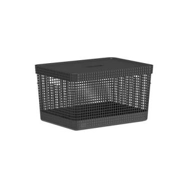 Imagem de Cesto Grid com Tampa 20L Preto Ou, U