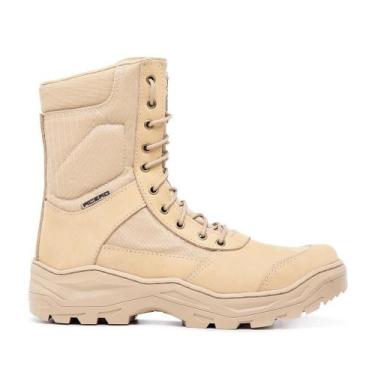 Imagem de Coturno Masculino Militar Couro Acerto Selva Cano Alto - Acero, Bege, 