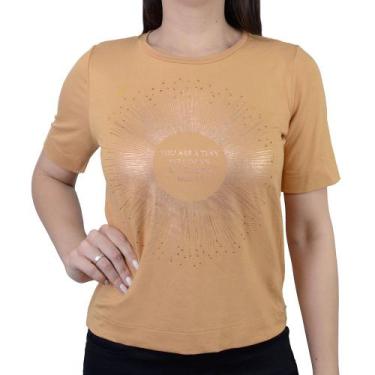 Imagem de Camiseta Feminina Olho Fatal MC Marrom Ocre - 60161, GG, Marrom