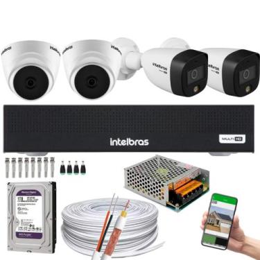 Imagem de Kit 4 Câmeras Intelbras 2 cam 1220D 2 cam 1220B full color Dvr Intelbr