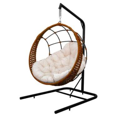 Imagem de Cadeira Balanço Ninho Suspenso em Corda Náutica Luxo com Suporte - Ace