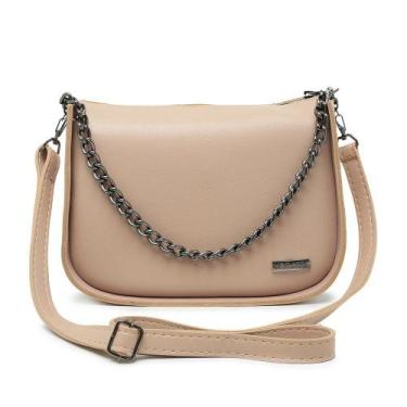 Imagem de Bolsa Média Crossbody Transversal Alça Ajustável Corrente Nude - Vegat