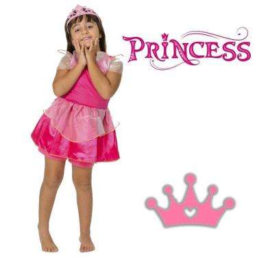 Imagem de Fantasia Princesa Aurora Rosa De Menina Com Tiara - MASTER TOY