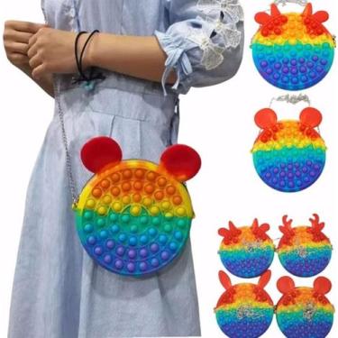 Imagem de Bolsa Infantil Pop It Anti Estresse Silicone Colorida BL801 - KINGLEEN