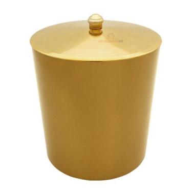 Imagem de Lixeira 5 Litros Com Tampa Pino Metalizada Dourado Plástica Para Cozin