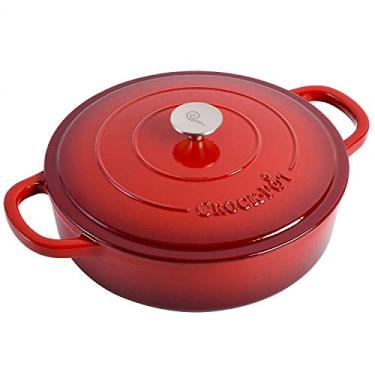 Imagem de Crock Pot Escarlate artesanal esmaltado ferro fundido com tampa, 5 quartos, vermelho escarlate