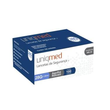 Imagem de Lancetas de Segurança 28G x 1.8mm c/ 100 Uniqmed
