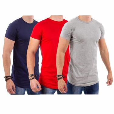 Imagem de kit 3 Camisetas  Blusas Camisas  Masculina Long Line Oversized Swag To