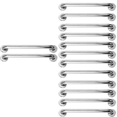 Imagem de Barra Alça Apoio 50cm Aço Inox Kit 14 Uni Idoso Acessibilidade Gestant