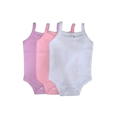 Imagem de Kit com 3 body Alcinha - Body Bebê - 100% algodão - Flor de Maçã, Lilá