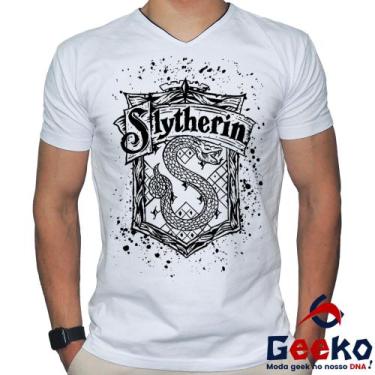 Imagem de Camiseta Sonserina 100% Algodão Harry Potter Slytherin Geeko, Branco g