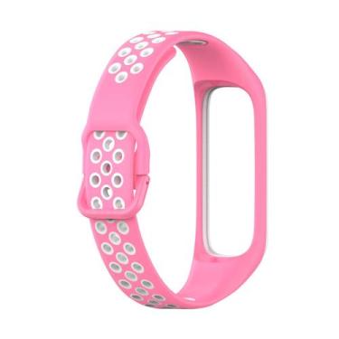 Imagem de Pulseira de Silicone Esportiva Para Galaxy Fit2 r220 Rosa com Branco -