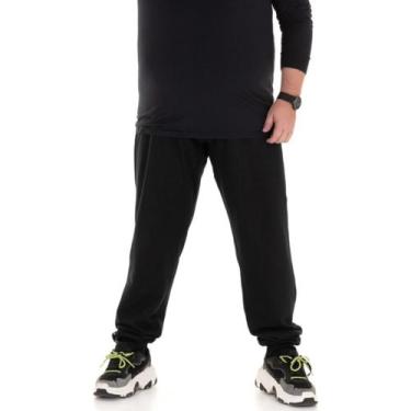 Imagem de Calça de moletom plus size 100% algodão masculina feminina 3 bolsos co