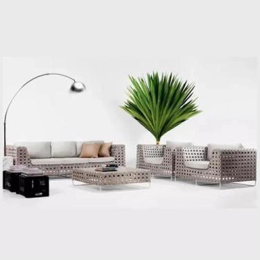 Imagem de Jogo de Sofá Fúcsia e Poltronas Fibra para Área Externa Jardim Piscina