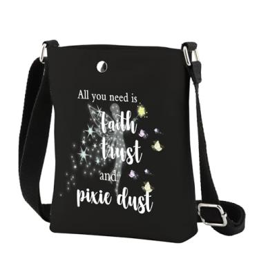 Imagem de Tinkerbells Gift All You Need is Faith Trust and Pixie Dust Bolsa transversal inspirada em fadas presentes de fadas para mulheres, 24108 Fairy Pixie C