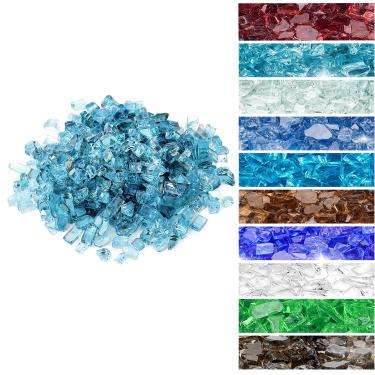 Imagem de onlyfire Vidro de fogo regular de 4,5 kg para lareiras e paisagismo naturais ou propano, azul aquático de alto brilho