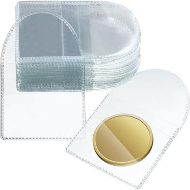 Imagem de 100 peças de bolso único para moedas de 5 centímetros individuais transparentes cortáveis capas de plástico porta-moedas pequenas capas para moedas suprimentos para moedas joias pequenas armazenamento de coleção de itens pequenos
