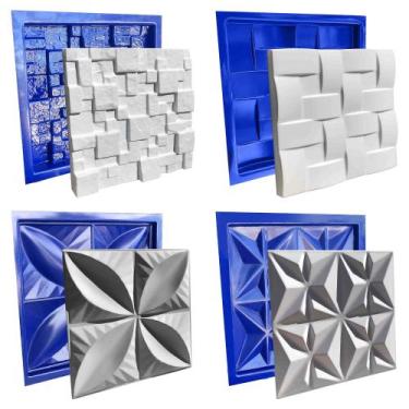 Imagem de Conjunto 4 Formas 3d Gesso E Cimento Abs Azul 1mm Lindíssimo - Xmoldes