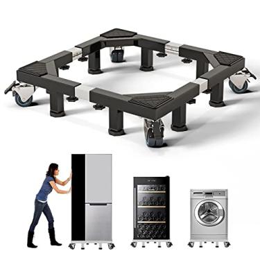 Imagem de CHINCHILLA Base de suporte para geladeira móvel de aço inoxidável resistente, suporte para máquina de lavar com rodas, carrinho ajustável para lavadora, geladeira e secadora