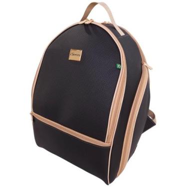 Imagem de Mochila Esportiva Raqueteira Beach Tennis - Miellu Bolsas, Preto, Bege