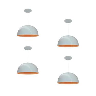 Imagem de Kit 4 Luminária Pendente Meia Lua 24cm Com Interior Laranja Fiação 110