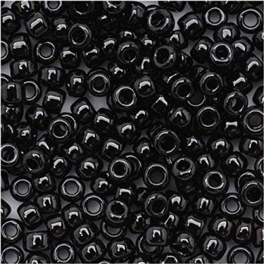Imagem de Toho Contas redondas de sementes 8/0 # 49 "jato opaco" tubo de 8 gramas