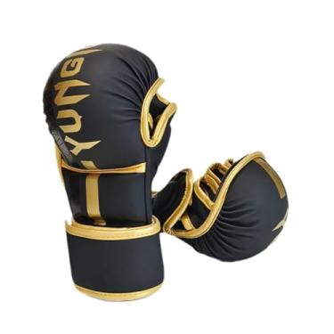 Imagem de rockible Luvas de Boxe para Treinamento, Luvas de Saco, Luvas de Meio Dedo para MMA E Karatê, Black Gold M